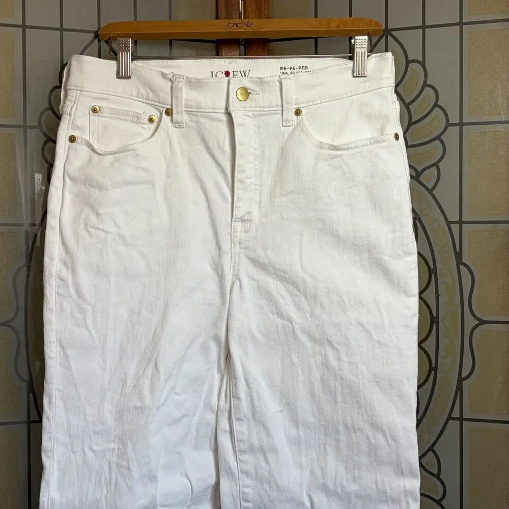 J. Crew '96 Slim Wide Jeans Retro Raw Hem White Preppy Beachy Coastal Size 28